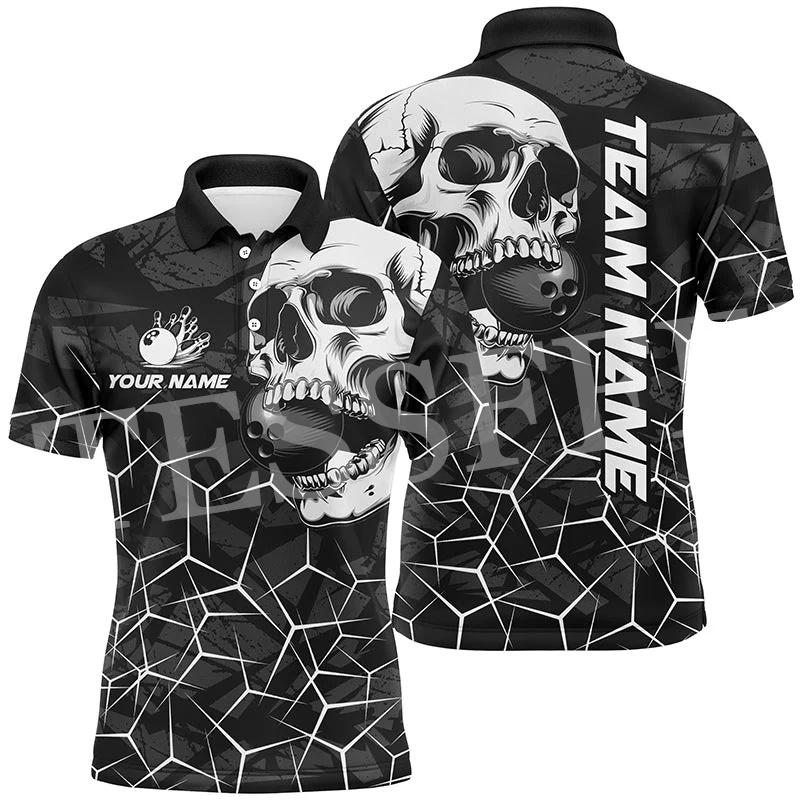 Short Sleeve Bowling Shirt Retro - Polo Manches Courtes avec Nom Personnalisé,