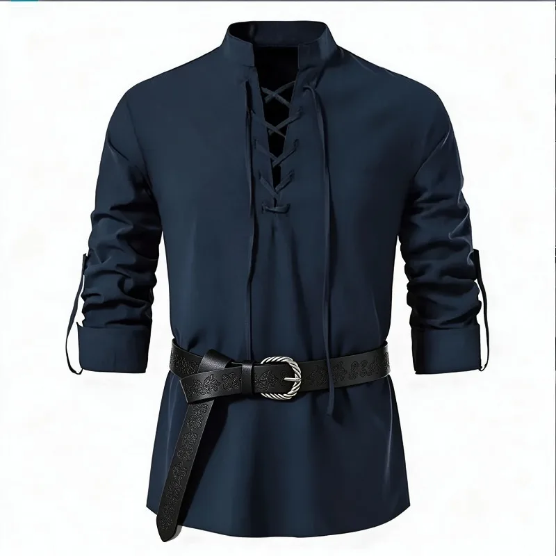 Chemise médiévale de style vik - Medieval Gothic Lace Up Pirate Shirt avis et prix