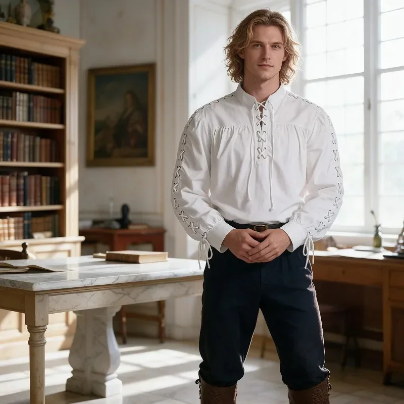 Chemise de pirate médiévale po - Medieval Gothic Lace Up Pirate Shirt avis et prix