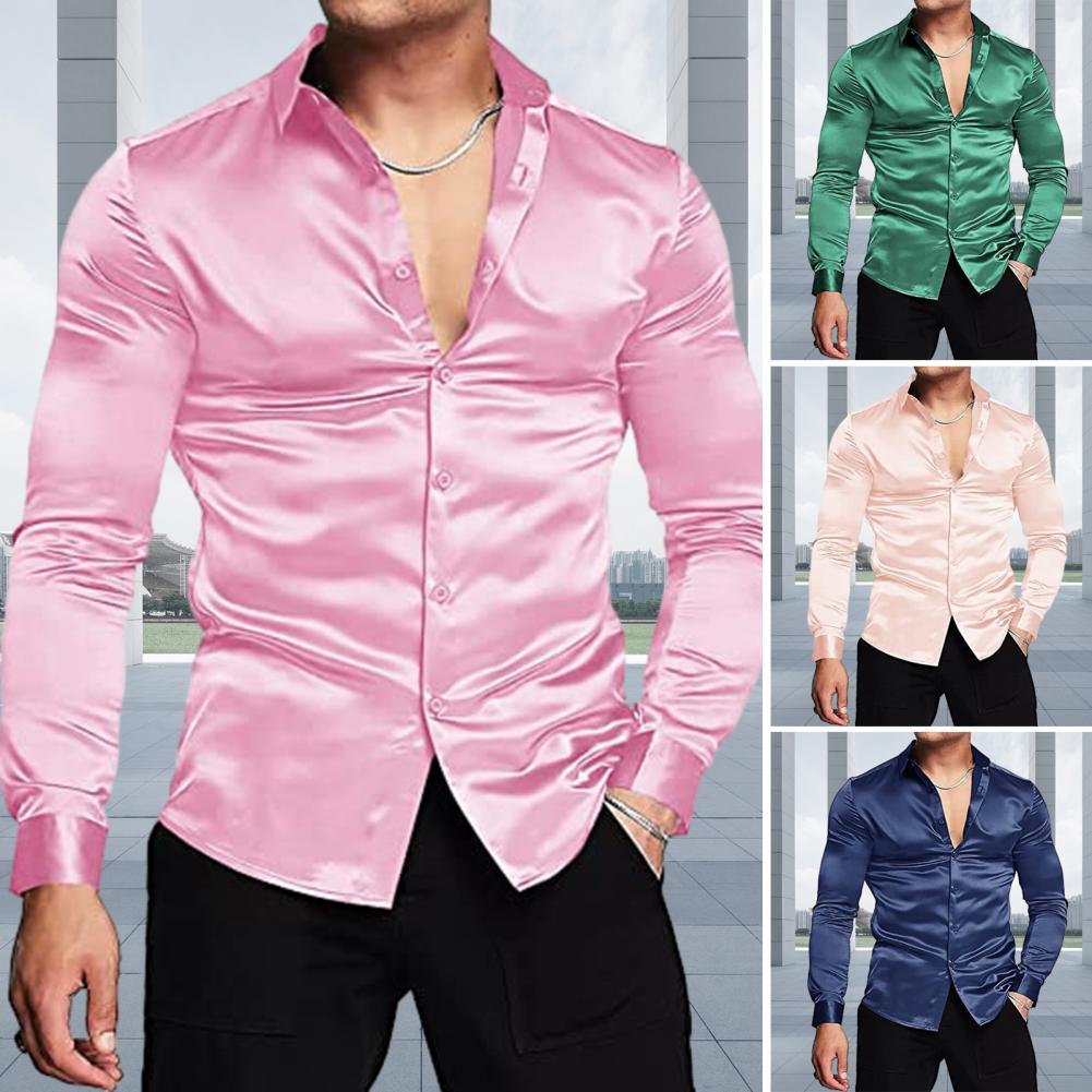 InjSatin-Chemise habillée de l - Mens Satin Silk Dress Shirt avis et prix