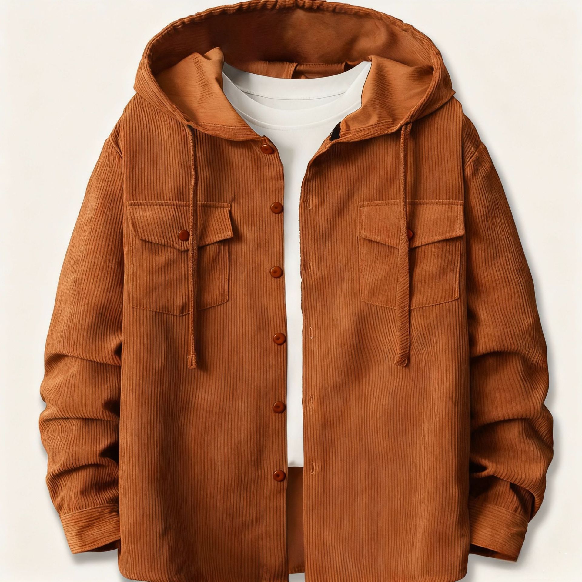 Chemise décontractée à capuche - Corduroy Button Up Shirt Men avis et prix