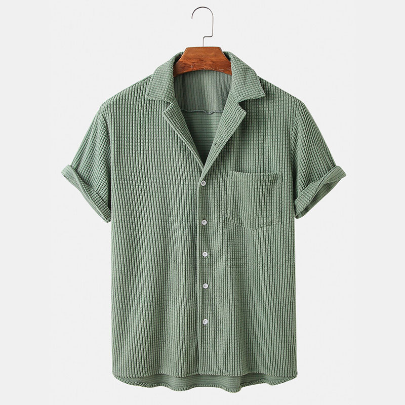 Vêtements d'été pour hommes, c - Corduroy Button Up Shirt Men avis et prix